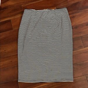 Foreign Exchange Black and White Striped Pencil Skirt